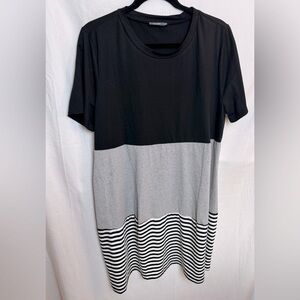 SHEIN LUNE Plus Striped Color Block Contrast Lace Dolman Sleeve Tee 2XL